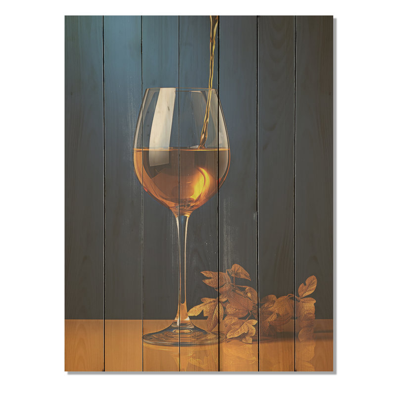 «Honeyed Hue A Dripping Golden Wine» - impression de vin sur bois, H 44 po x l 34 po