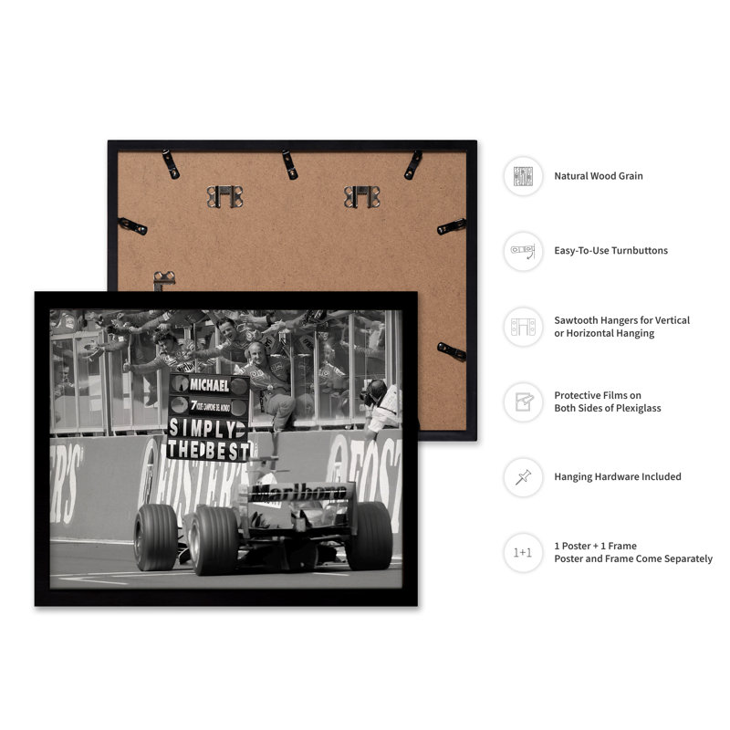 Car Racing sur circuit, Black Framed, Poster, 24"H x 32"W