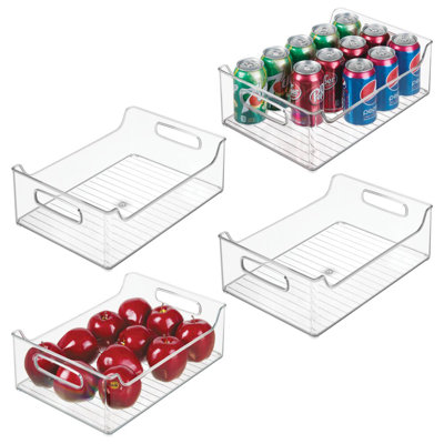 iDesign Plastic Stackable Pantry Bin with Handles - Set of 4 - Clear