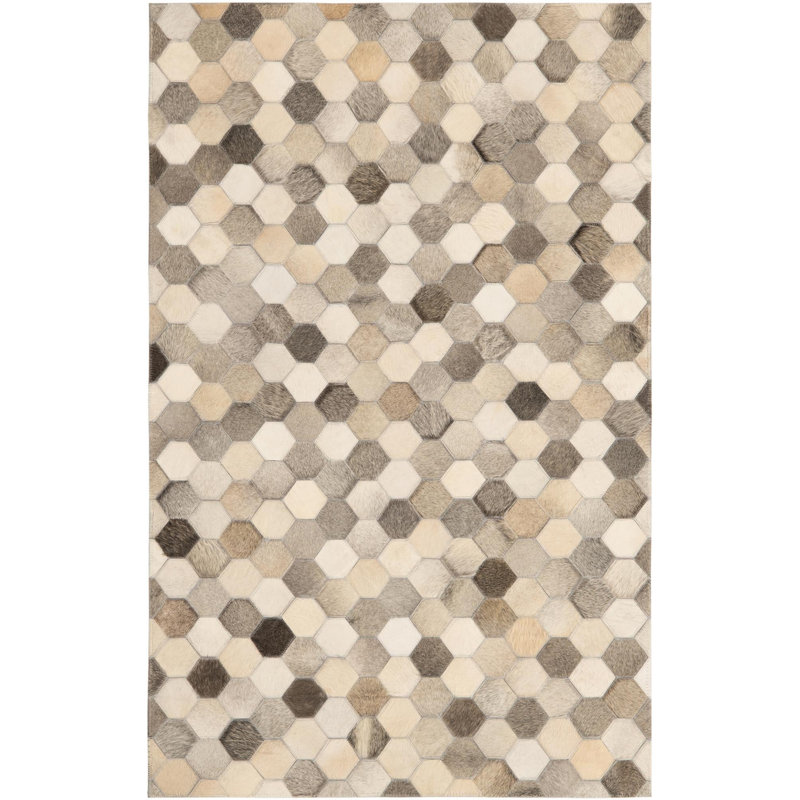 Tapis gris contemporain ivoire, Rectangle 3 pi 1 po x 5 pi 1 po