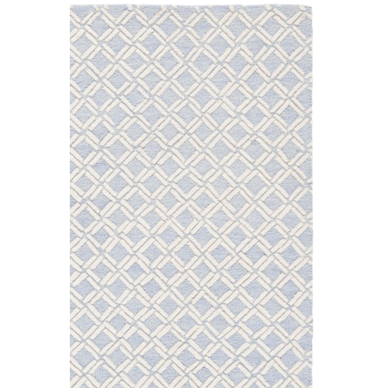 Tapis bleu / ivoire en laine / coton touffeté à la main Genres 350, Carré 6 pi