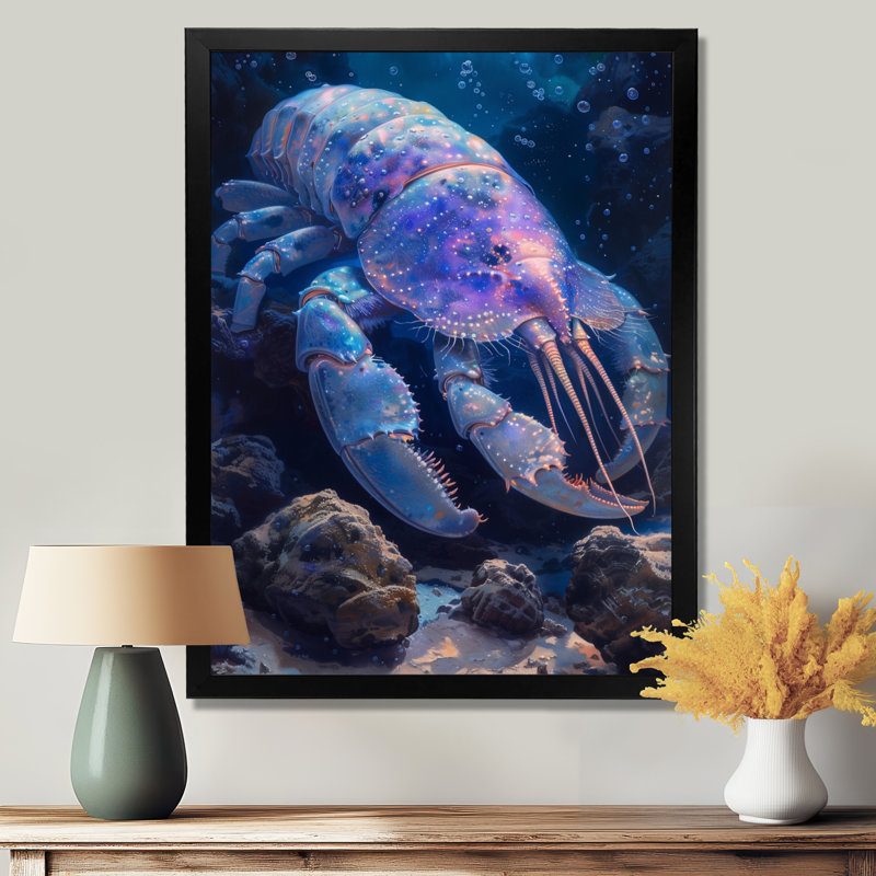 «Blue Glowing Abyss Crabe Creatures - Sea Creatures», reproduction d'art, Toile tendue, H 12 po x l 20 po
