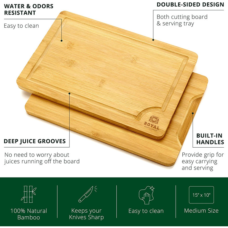 Bamboo Cutting Board, 10" W x 15" L