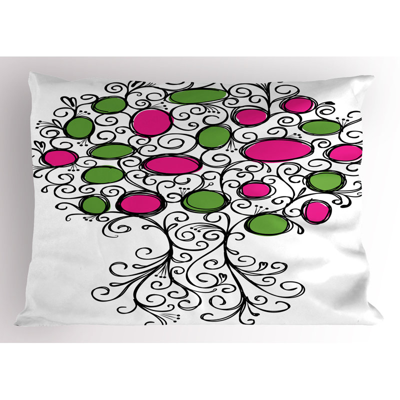 Colorful Pink and Green Microfiber Pillow Sham Set