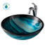 Lavabo de salle de bain vasque circulaire en verre avec robinet Nature Series-35841297