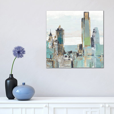 Teal City III by Allison Pearce - Wrapped Canvas Painting