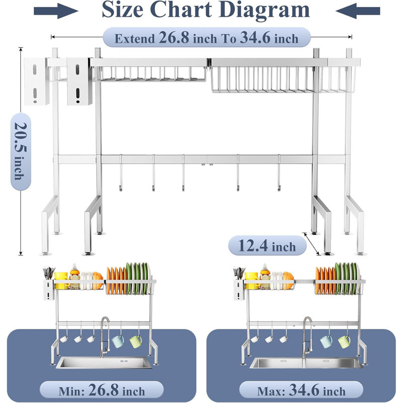 Séchoir à vaisselle extensible à 2 niveaux pour évier