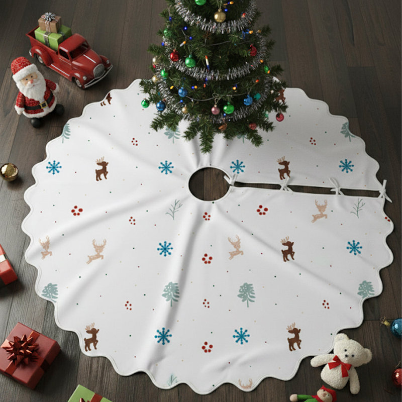 Christmas Elements Pattern Tree Skirt-54" Diameter