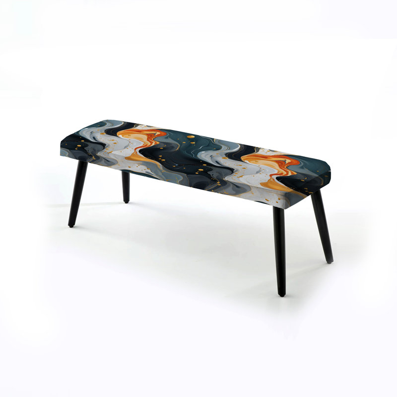 Banc rembourré noir, Navy/Orange Marble