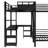 L-Shaped Metal Triple Bunk Bed with Loft, Desk, Storage Shelves & Slide — Space-Saving Kids Bed, Black (Top bed: twin, bottom bed: full )-2070868067