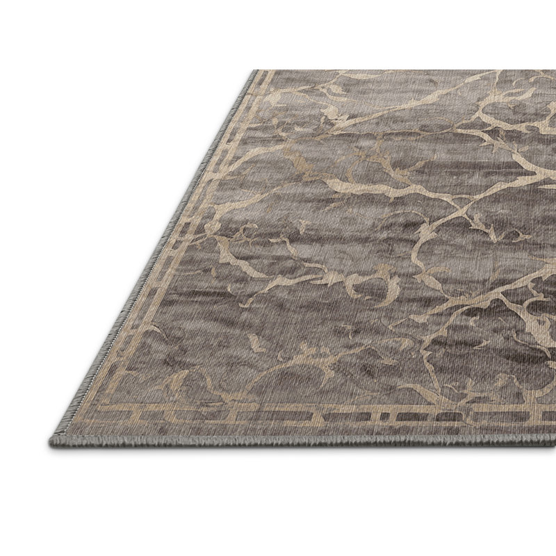 Tapis gris lavable à la machine, Rond 5 pi