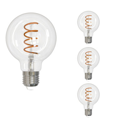 LED Curved Filament Pack of (4) 4.5 Watt Dimmable G25 Light Bulbs with Medium (E26) Base