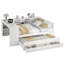 Lit de jour double avec lit gigogne et bureau, structure en bois avec tablettes de rangement-1228975900-1228975903