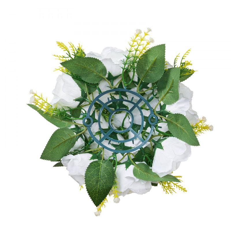 Boules de fleurs pour centres de mariage, arrangement de fausses fleurs de 9,5 pouces, Blanc, H 4,7 po x l 9,4 po x P 9,4 po