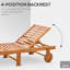 Méridienne inclinable avec roues Outsunny, structure en bois d'acacia