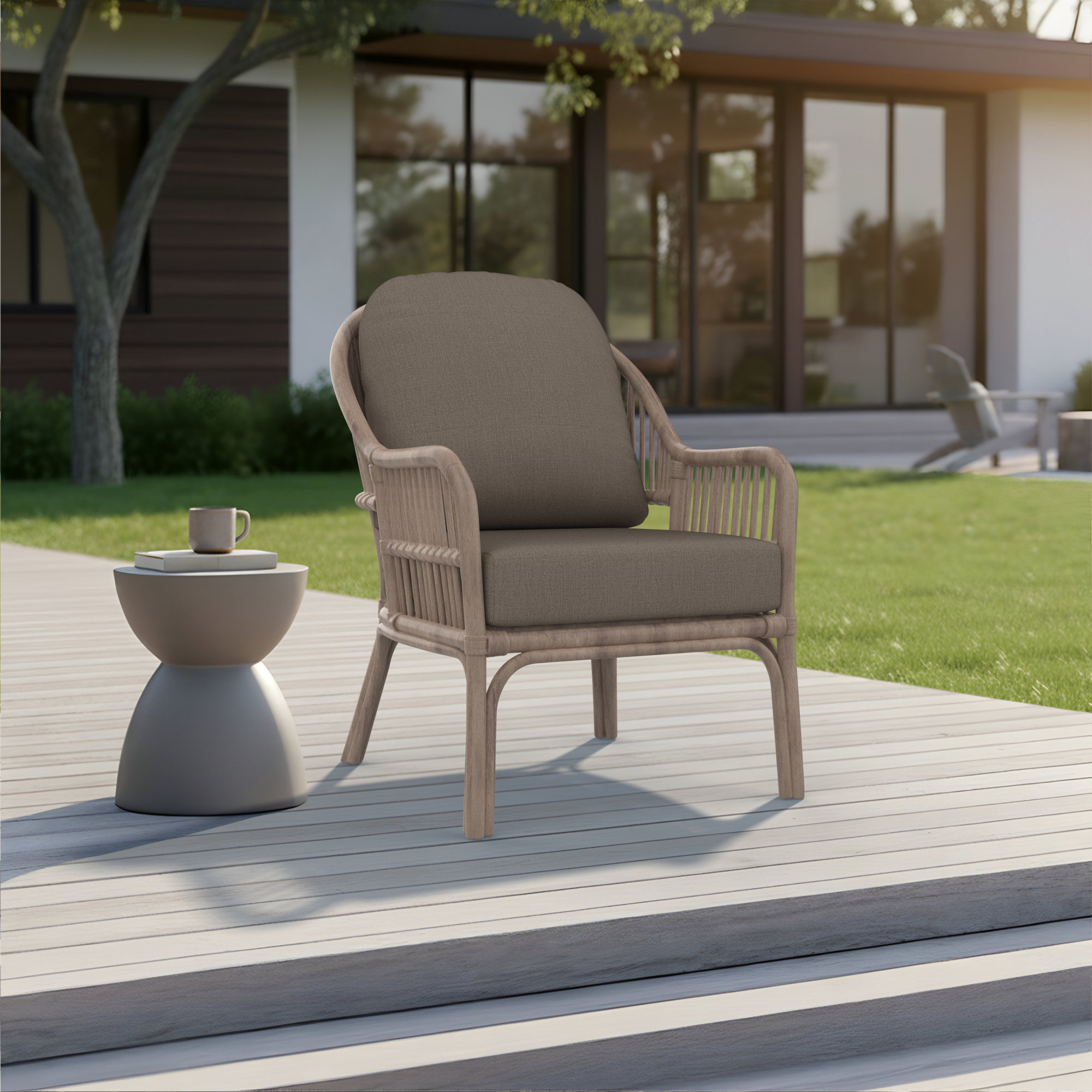 Amala Outdoor Sunbrella® Seat/Back Cushion, Cast Shale Sunbrella® Plainweave