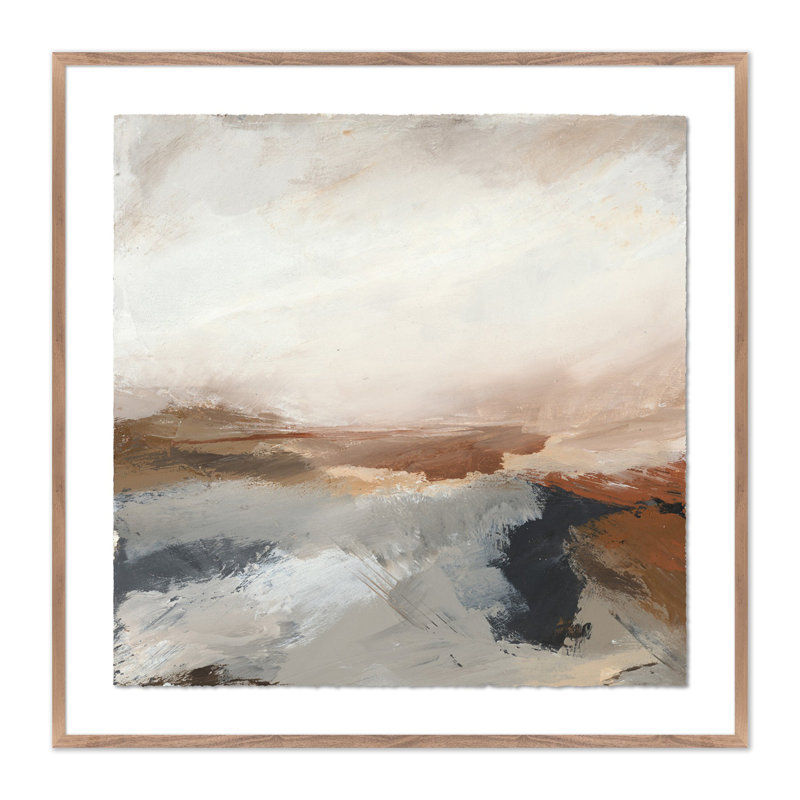 Desert No. 3 Painting by Melanie Biehle, Rustic Walnut Paper Single Picture Framed, 32" H x 32" W