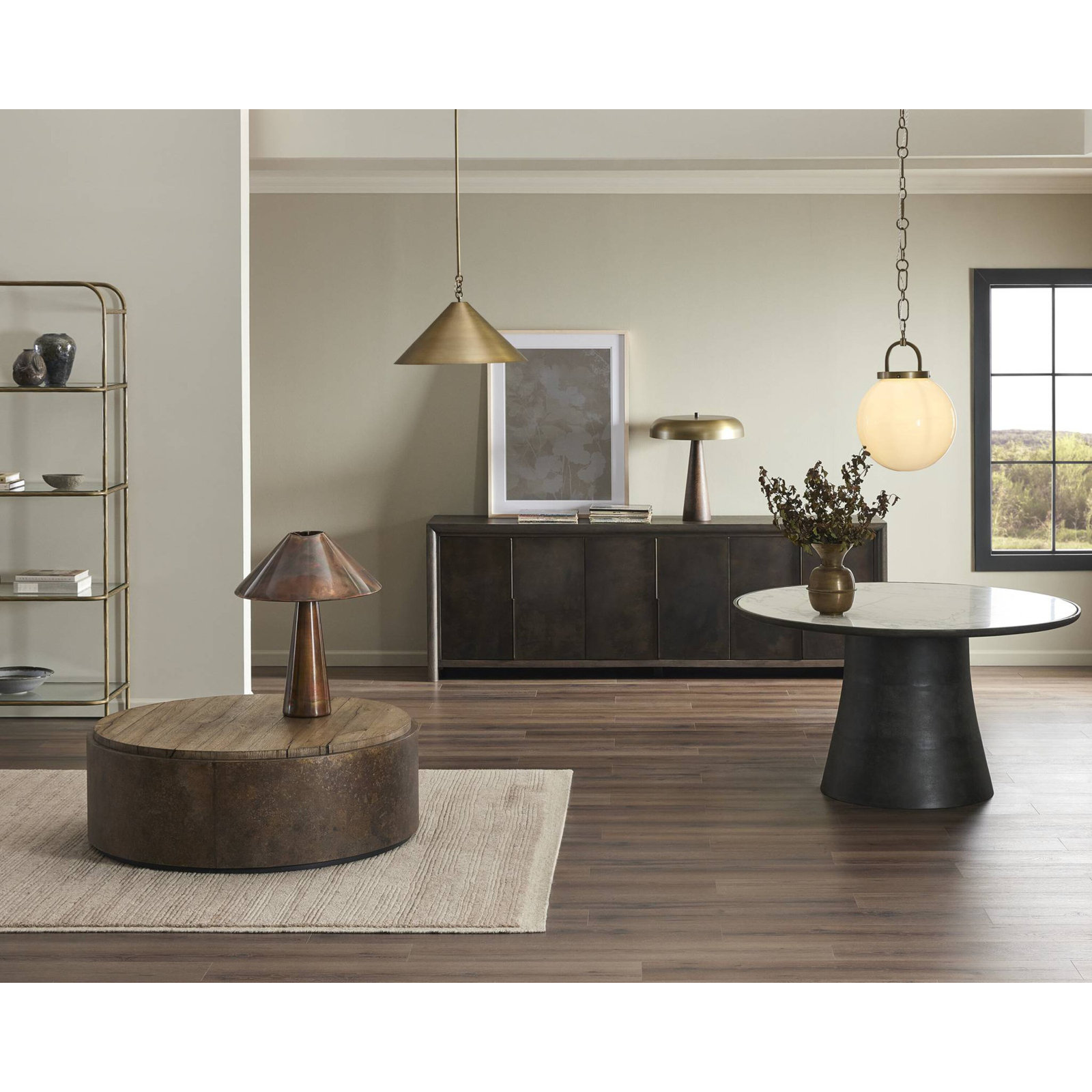 Avalin Silas 82" Bookcase, Aged Brass
