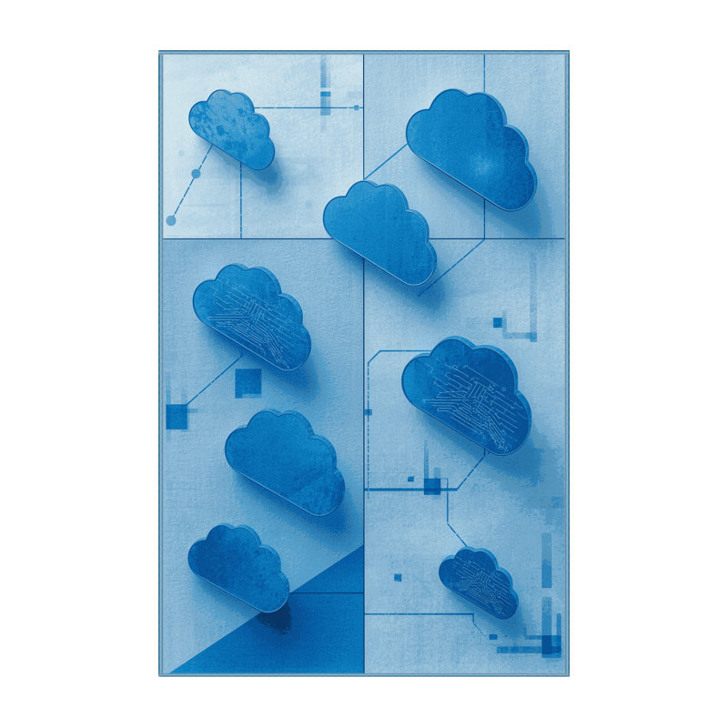 Soft Plush Polett Cloud Data Symbol Minimalist Geometric Area Rug in Blue – BabyBlue Binding, 5x8