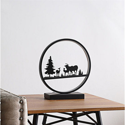 Lampe de table moderne à DEL avec ampoule 12 W intégrée, finition noir mat et design circulaire élégant