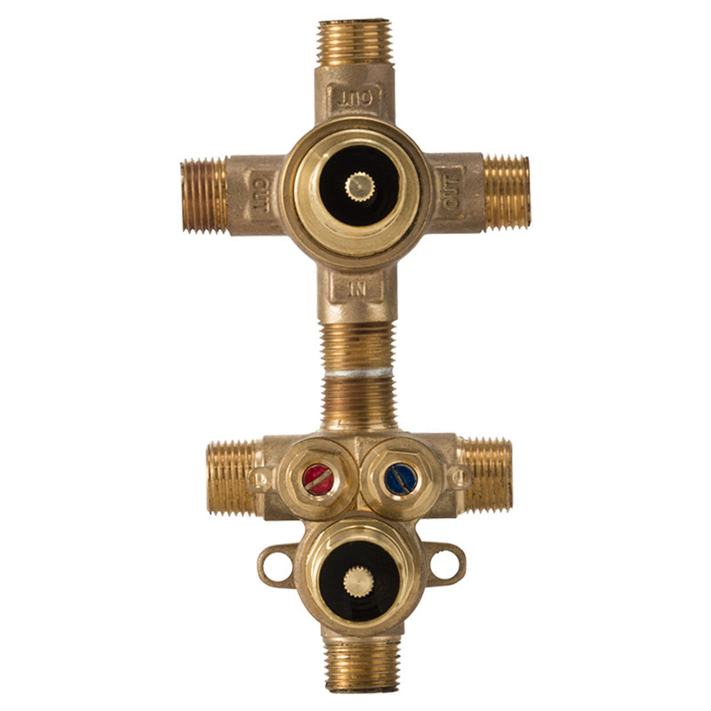 2-Handle Thermostatic Rough Valve With 3-Way Diverter, Discrete