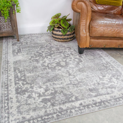 Doukala Moroccan Grey/White Rug