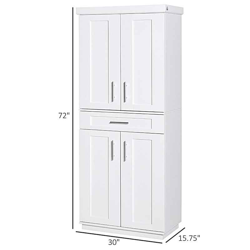 Armoire de cuisine autoportante, armoire de rangement avec 4 portes et tiroir