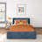 Solid Wood Upholstered Bed with Rectangular Headboard with 2 Drawer Side Storage-1451155002-1451155007