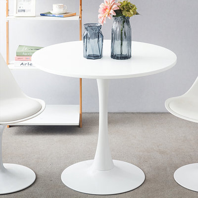 Wyano Oak Round Steel Top Dining Table