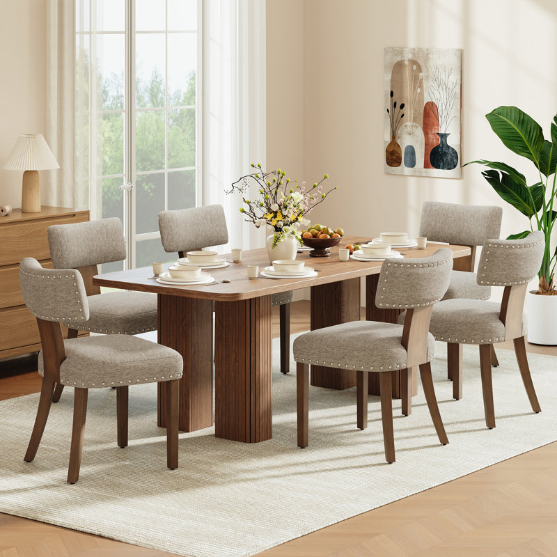 Chaise rembourrée avec coussin épais, pieds en bois massif, Kaki