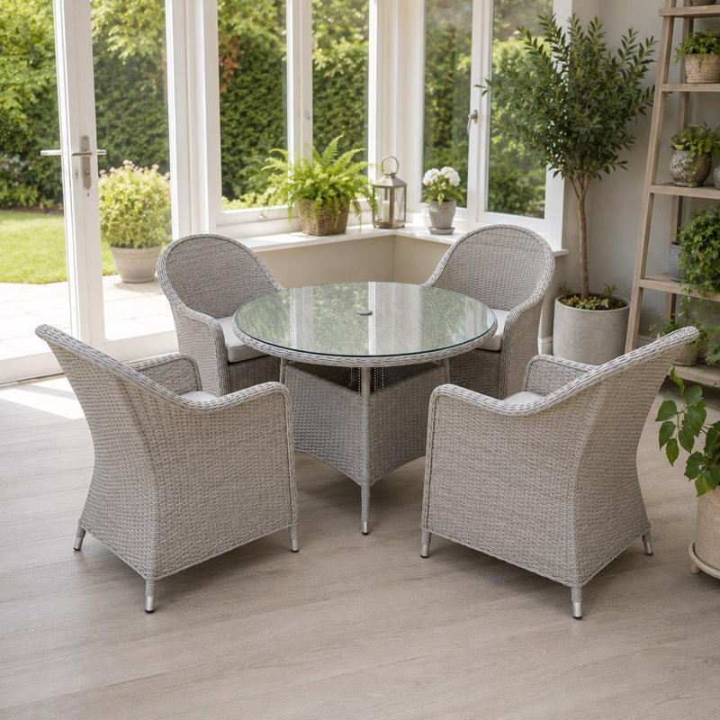 Shatchi Patio Dining Set with, 73cm H x 110cm W x 110cm D, 4