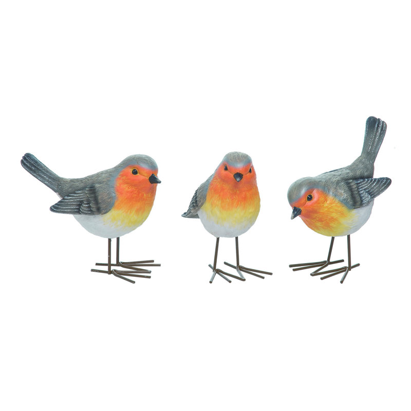  Large Resin Robin Bird Set of 3 Spring Home Decorations