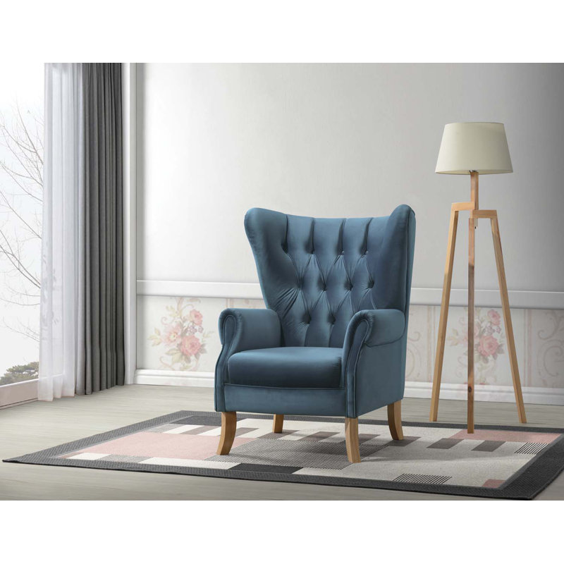 Chaise d'appoint Adonis, velours bleu azur, Bleu