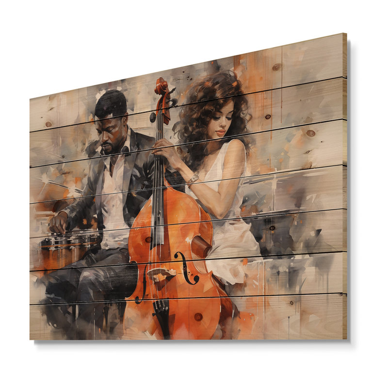 Carmela - Décor de bois musical sur bois de pin naturel, H 34 po x l 44 po