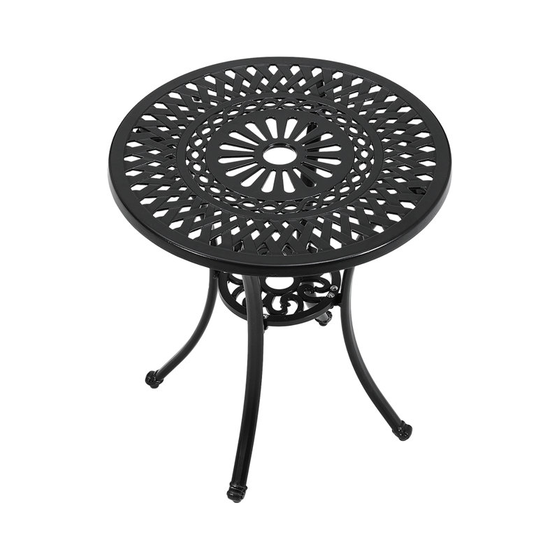 Kerkhoven Round Metal Outdoor Coffee Table With Umbrella Hole, 64cm H x 60cm L x 60cm W