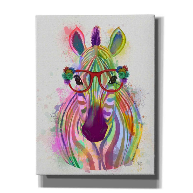 «Zebra Rainbow Splash 1» par Fab Funky - impression sur toile tendue, H 34 po x l 26 po x P 1,5 po