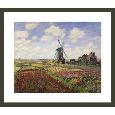 Tulip Fields with the Rijnsburg Windmill by Claude Monet -Framed Giclee Print
