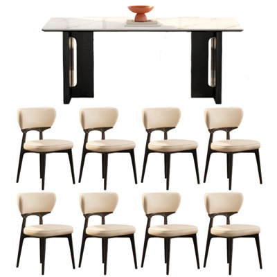 Petite table de salle à manger rectangulaire rétro et chaise