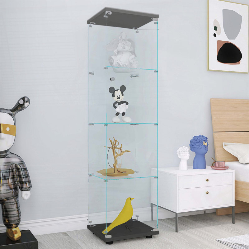 Vitrine en verre avec une porte, Noir
