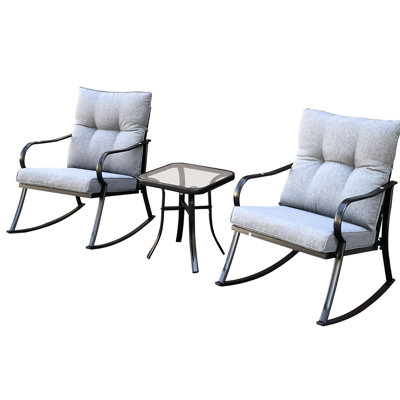 Chaise berçante d'extérieur et coussins épais, construction en métal stable pour piscine avec coussins, conception ergonomique relaxante, terrasse