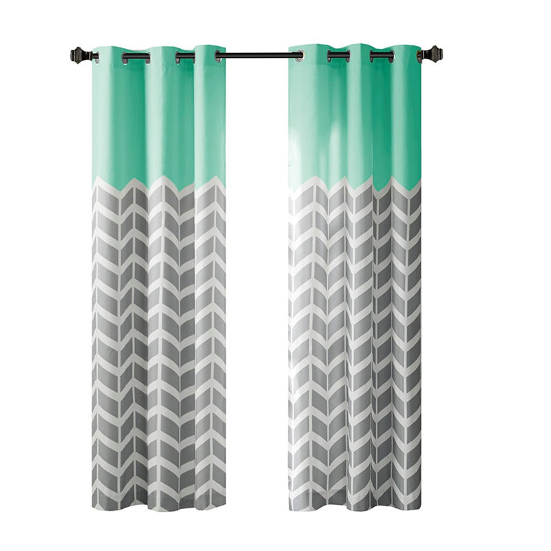 Paire de rideaux obscurcissant avec œillets Chevron, L 42 po x L 84 po, Turquoise