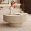 Table basse ronde avec rangement Travertine