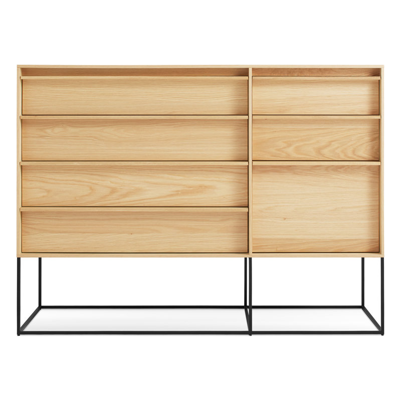 Rule 58'' W 7 - Drawer Dresser, Black/White Oak