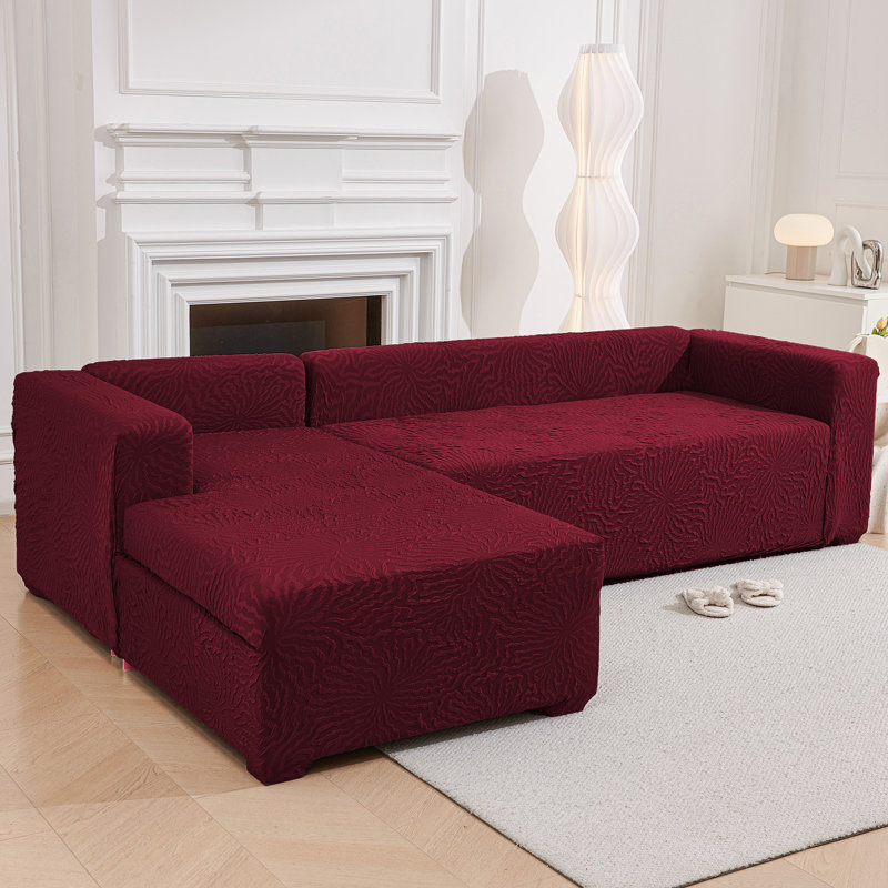 Housse pour canapé modulaire en L 3 + 4 places avec 2 taies d'oreiller, housse de protection pour meubles extensible