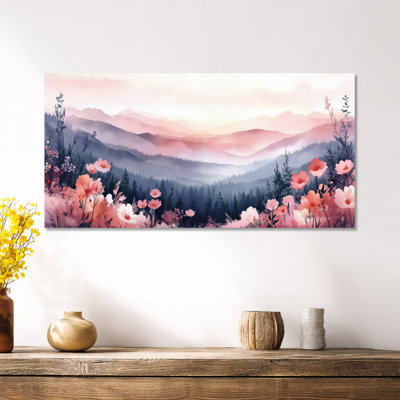 Nature, art mural en métal - Coucher de soleil dégradé de fleurs I