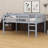 Full Size Rubber Wood Loft Bed With Ladder-1923593586