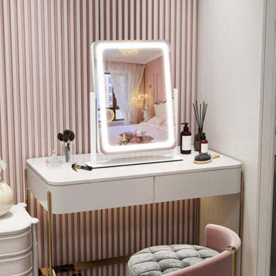 Vanity Mirror With Lights, 12.6"×15" LED Makeup Mirror, Lighted Makeup Mirror With Lights, Smart Touch Control Dimmable 3 Modes Light, Lighted Up Mirror For Makeup Desk, Bedroom, Dressing Room