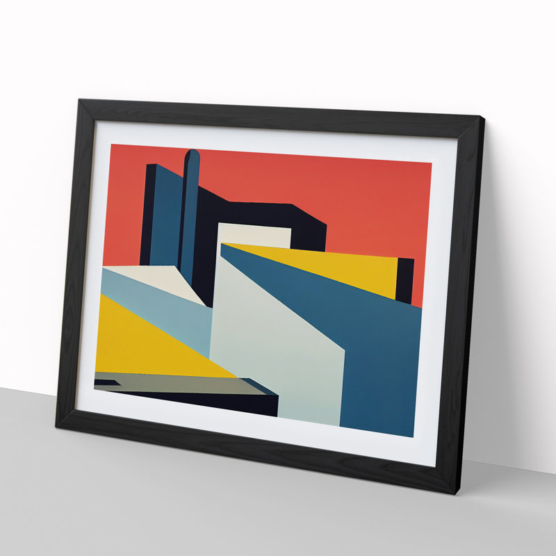 Ingenious Modern Abstract - Framed Print, Black, 46cm H x 64cm W x 2cm D