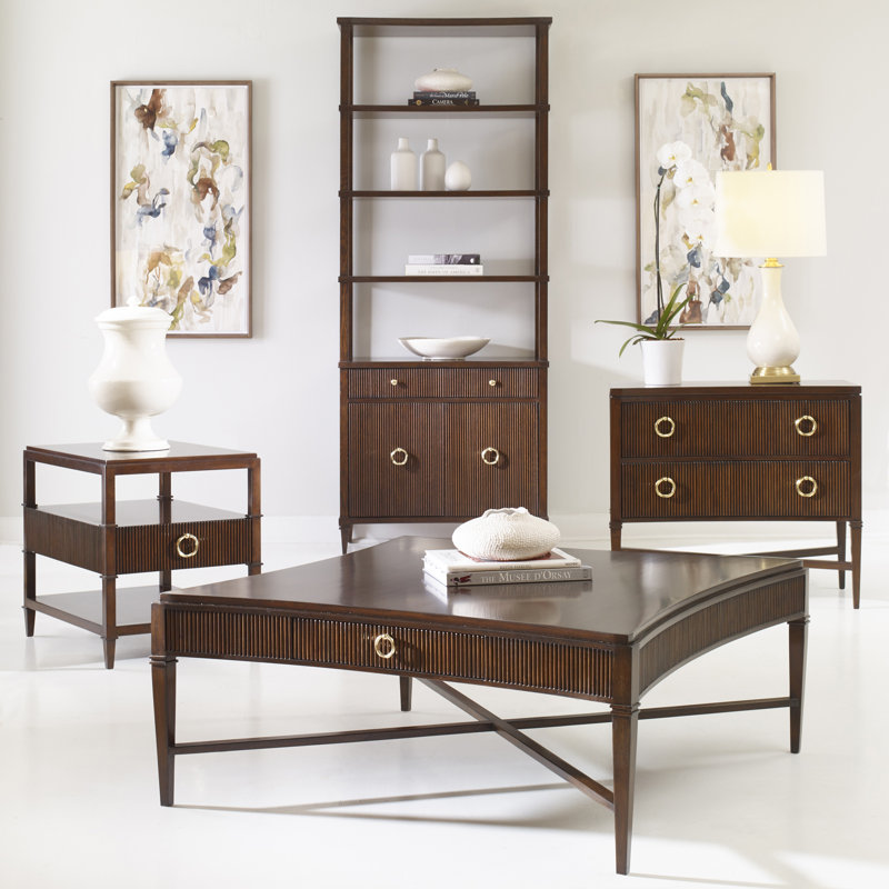Reeded Solid Wood Cocktail Table