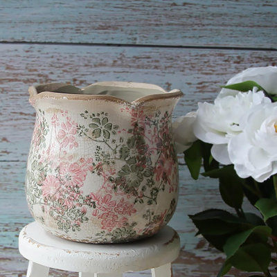 Pot en céramique de 6,11 pouces avec trou de drainage: style rétro, glacis craquelé, un choix charmant pour les plantes d'intérieur